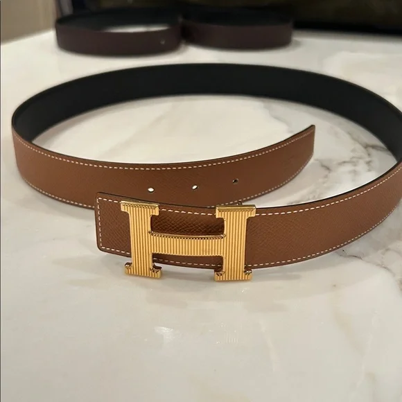 * HERMES* Gold H Belt Buckle